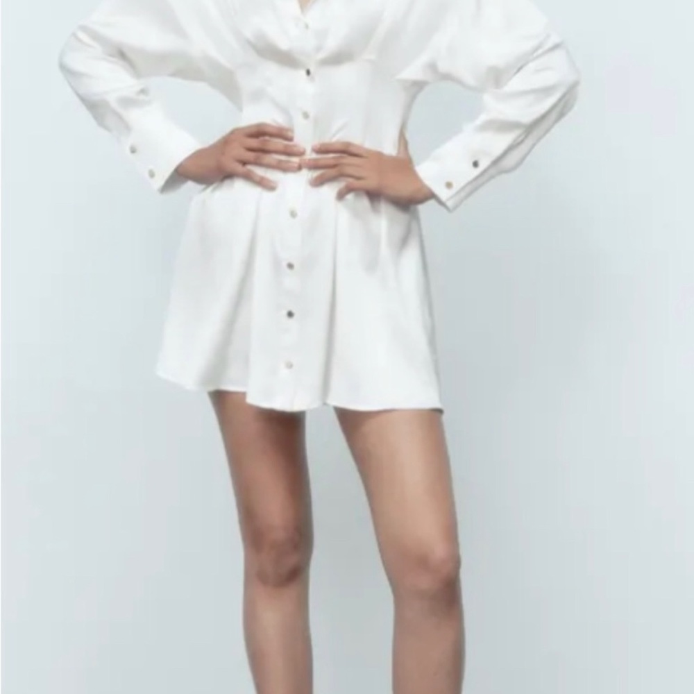 ZARA NWT White Silky Dress - Picture 3 of 16
